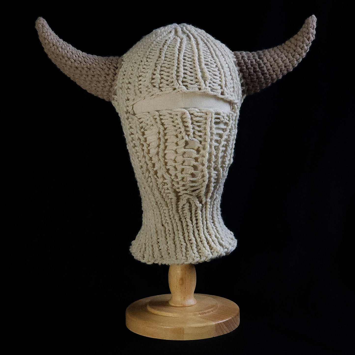 Creamy horned balaclava