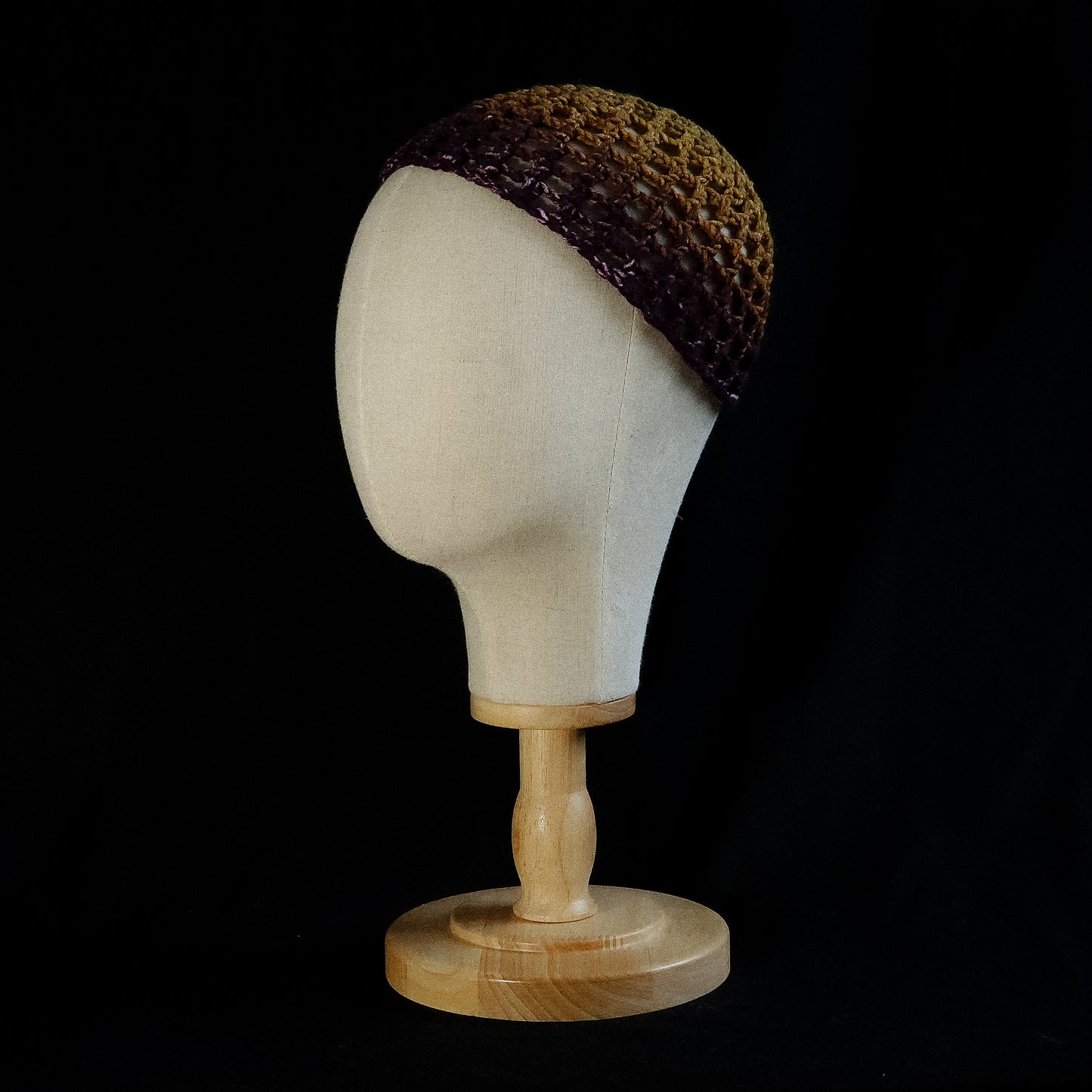 Fishnet hat gradient mustard and purple