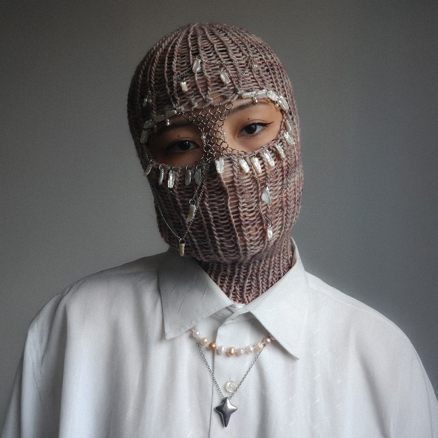 Pearly knight Knitted Balaclava