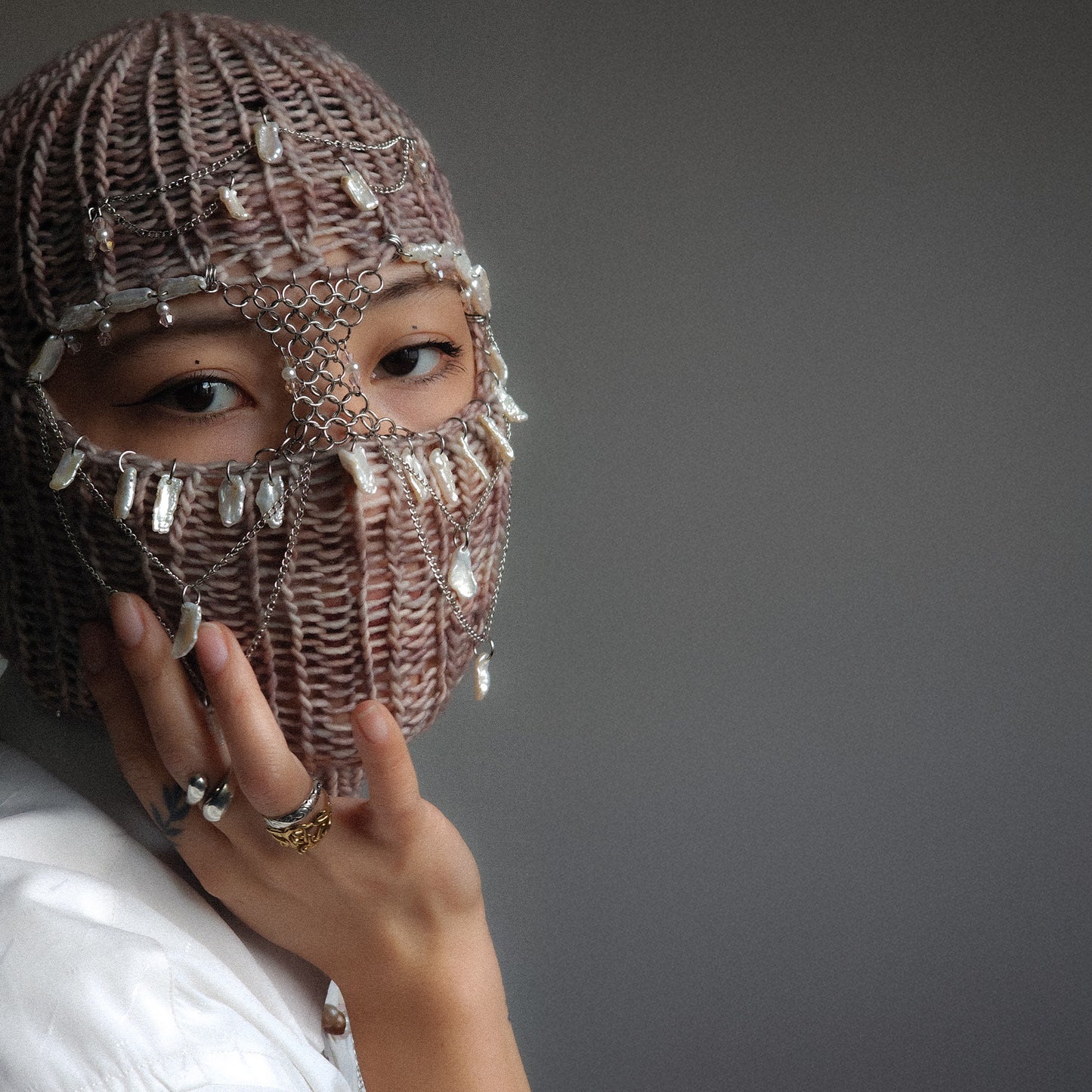 Pearly knight Knitted Balaclava