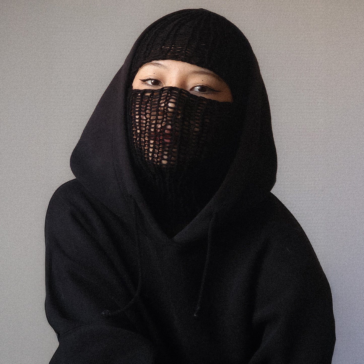 Simple Black Knitted Balaclava