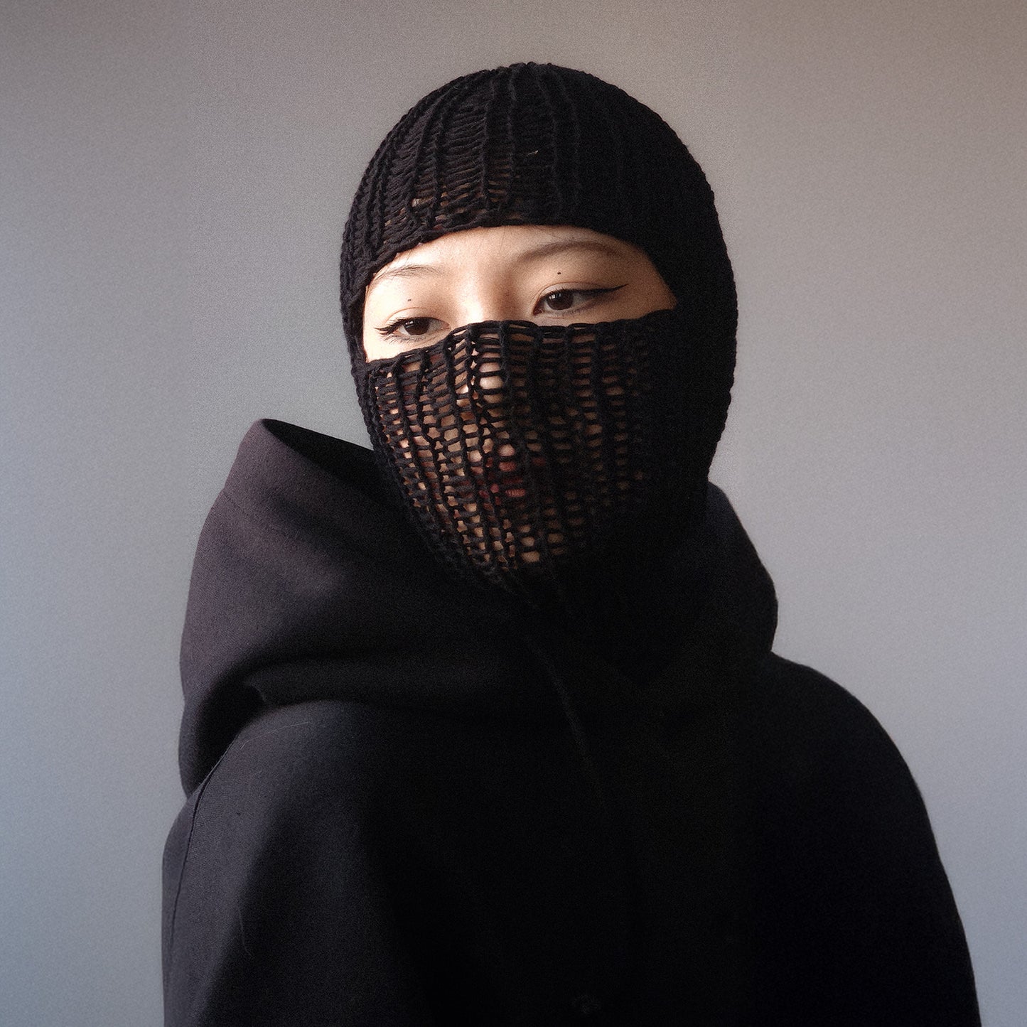 Simple Black Knitted Balaclava