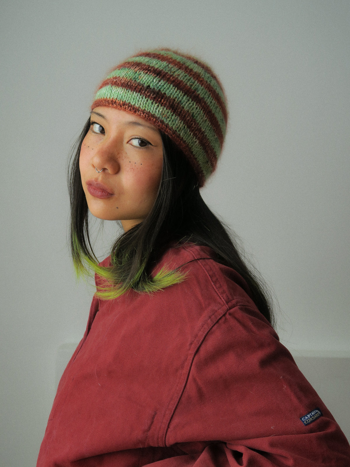 Striped Copper Knitted Beanie