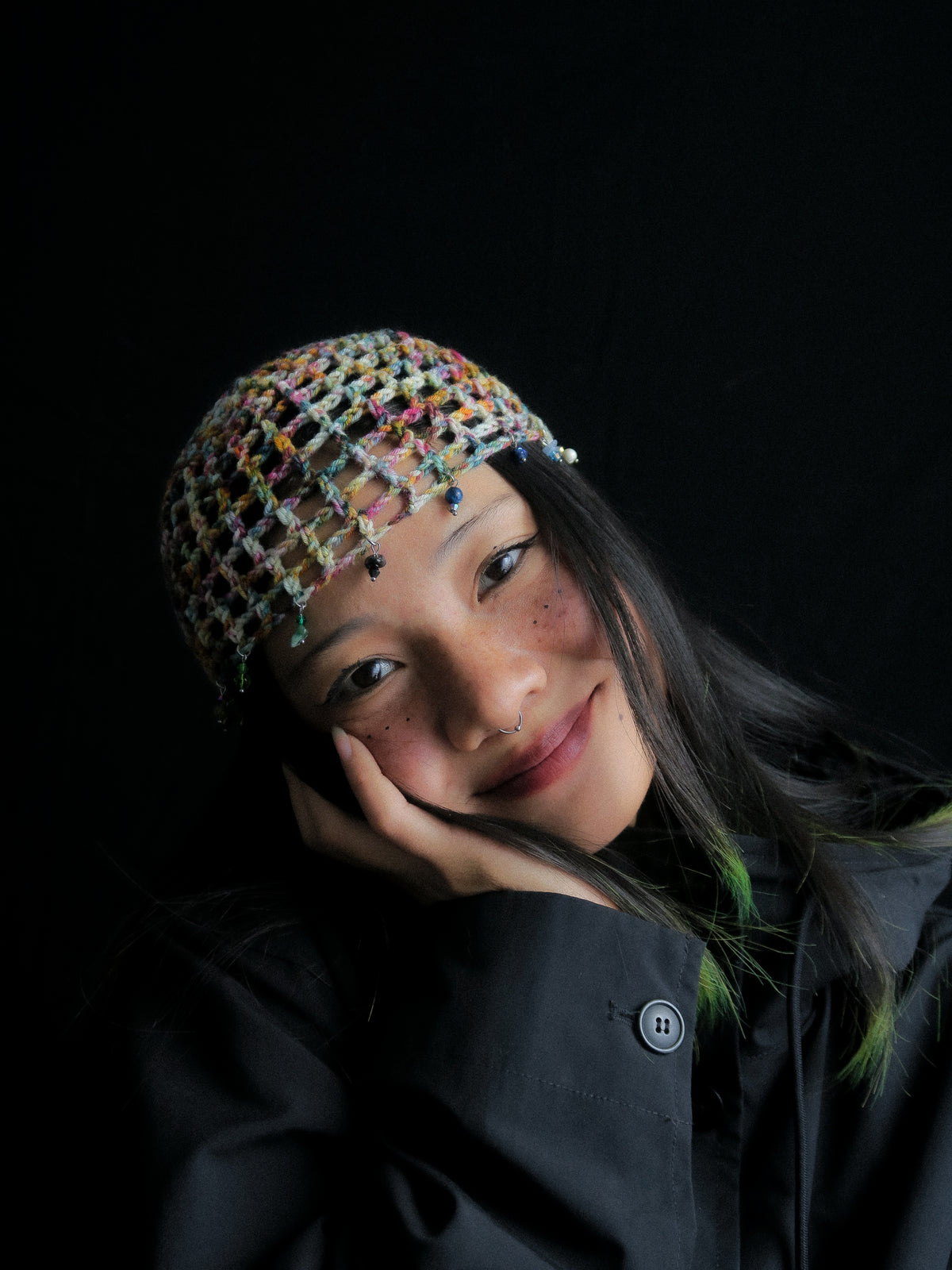Rainbow Fishnet Hat