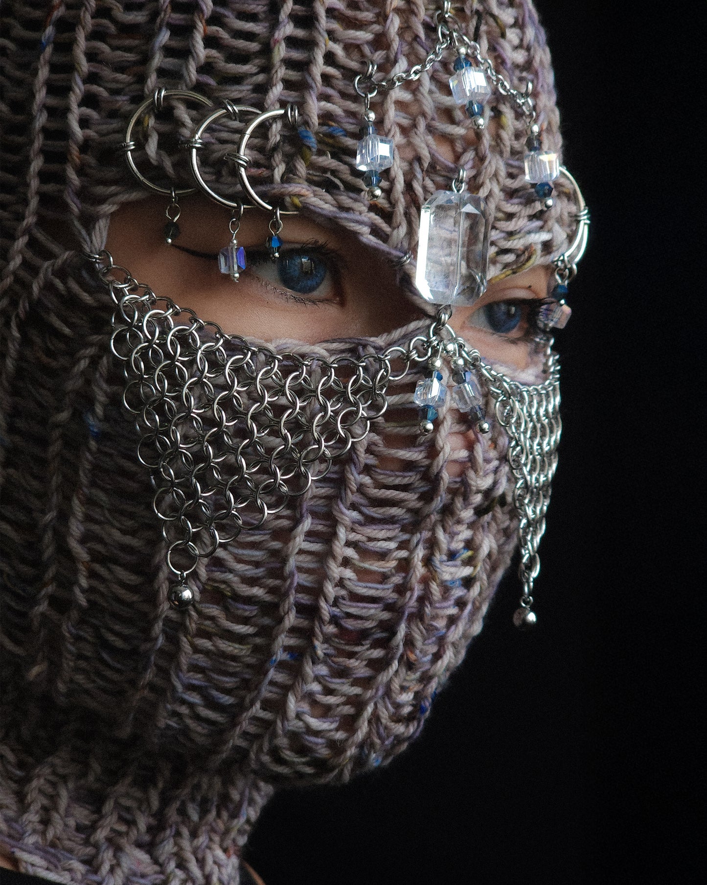 Crystal knight knitted balaclava
