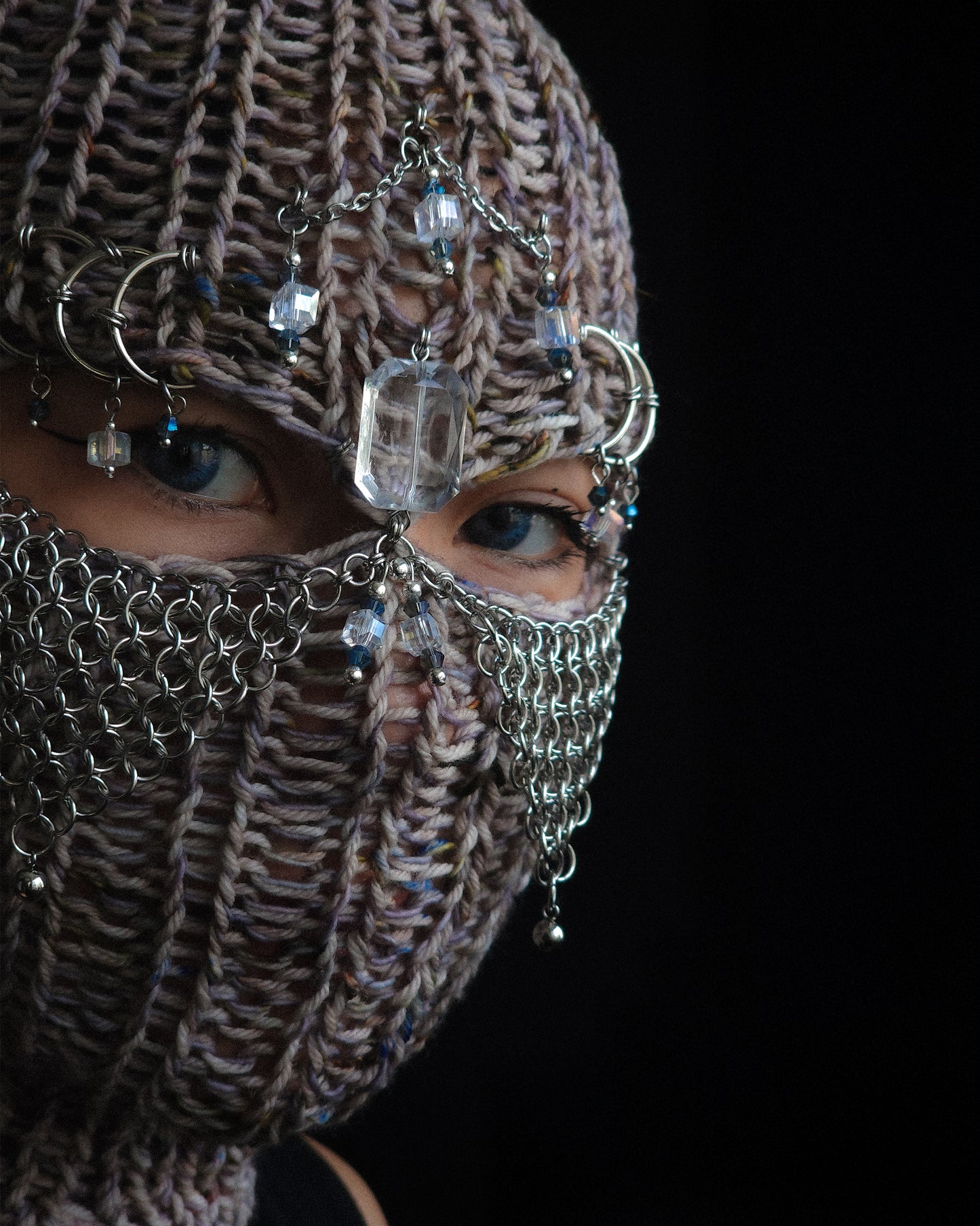 Crystal knight knitted balaclava
