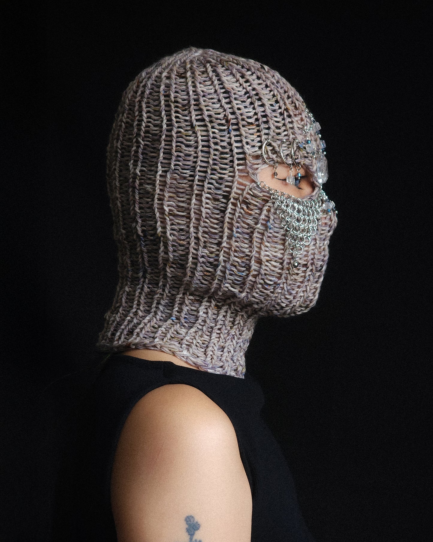 Crystal knight knitted balaclava