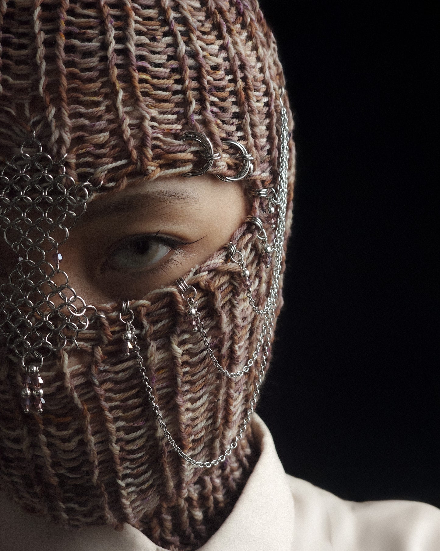 Dried Flowers Knight Knitted Balaclava