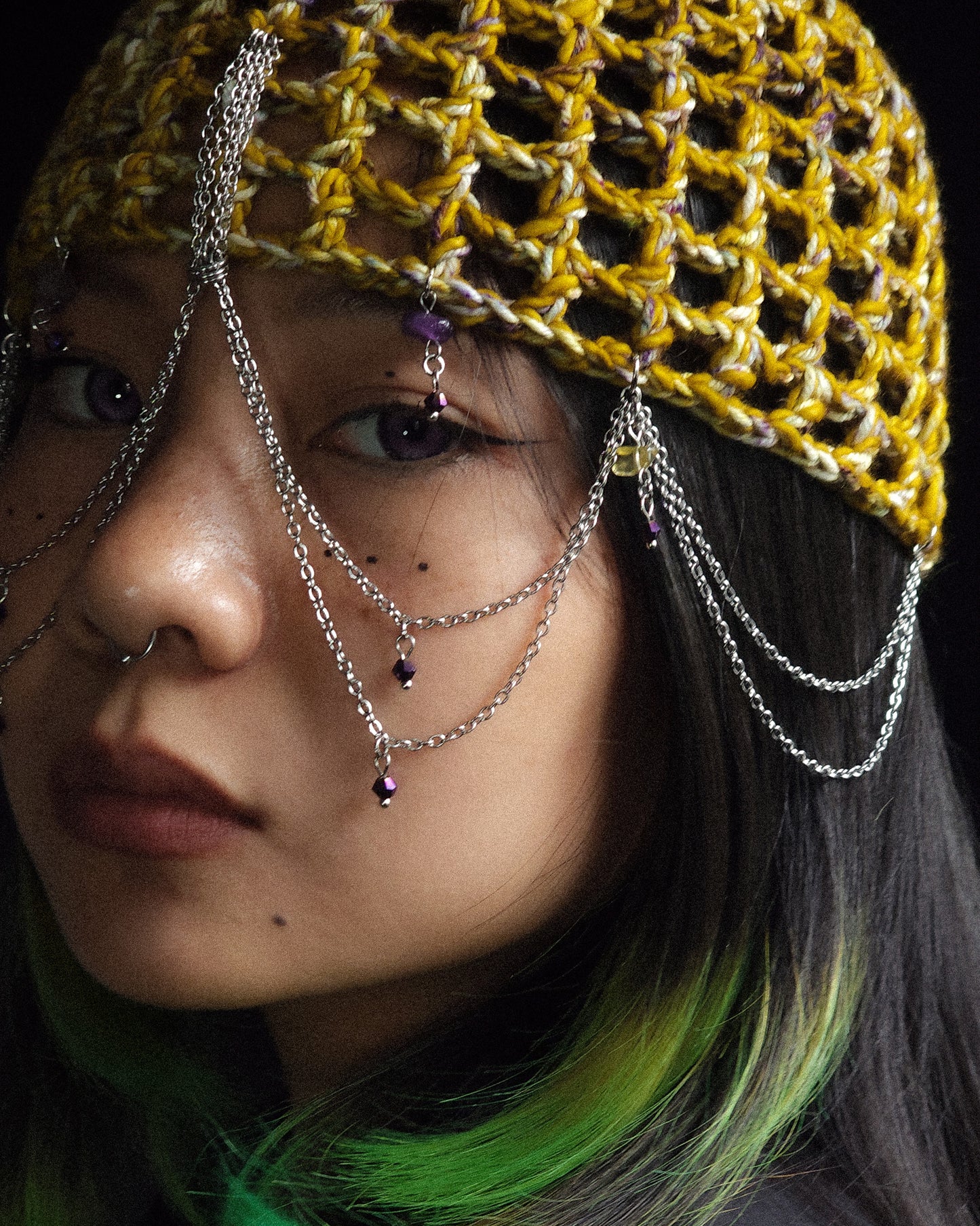 Amethyst Sulfur fishnet hat