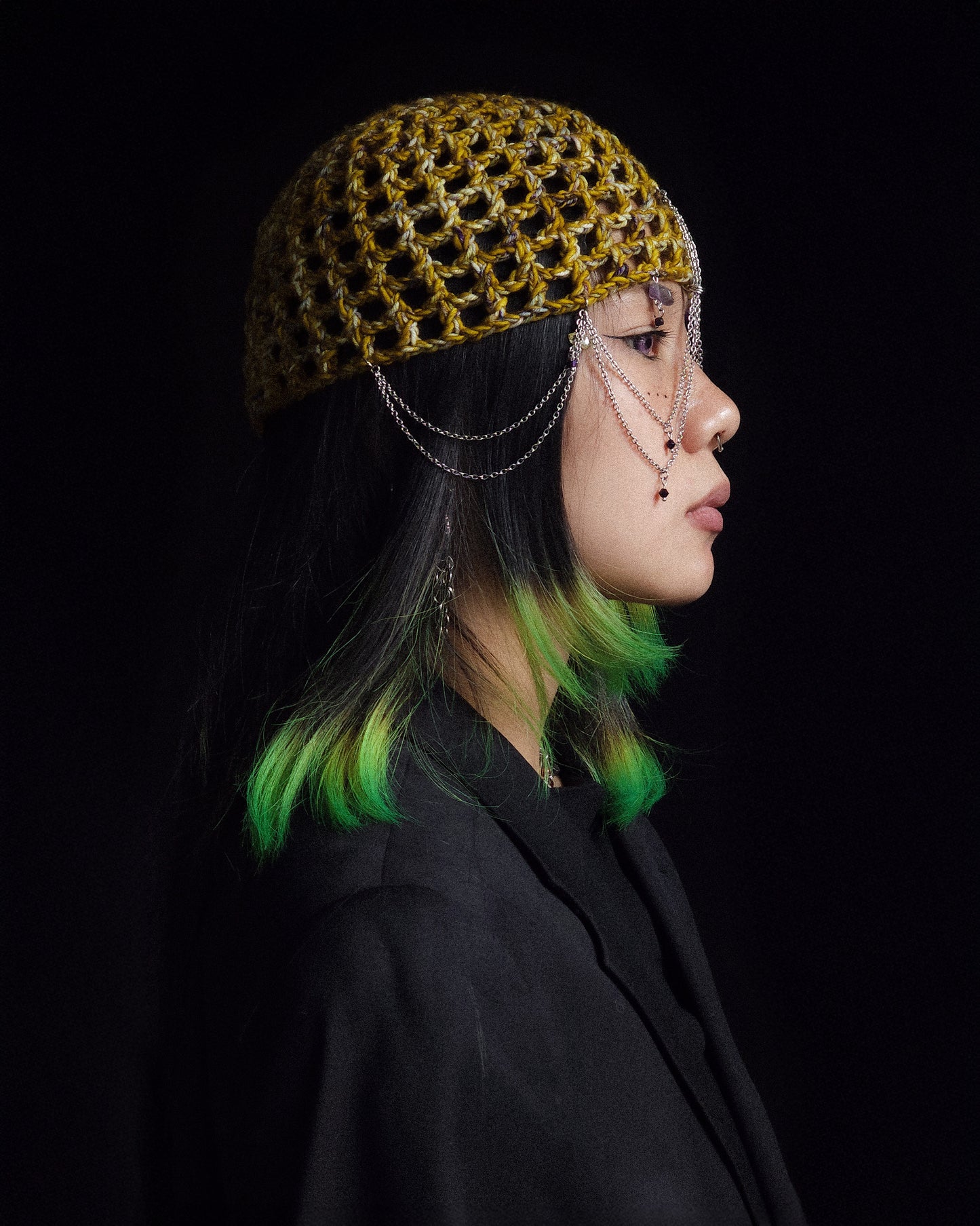 Amethyst Sulfur fishnet hat