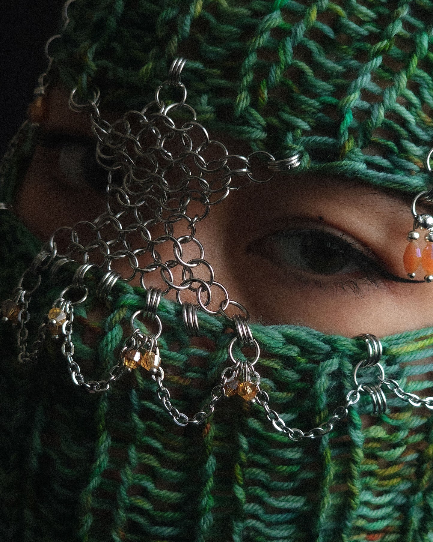 Antique Copper Knight Knitted Balaclava