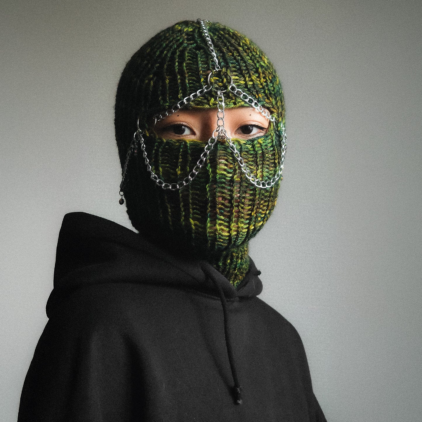 Rebel Sprout green knitted balaclava