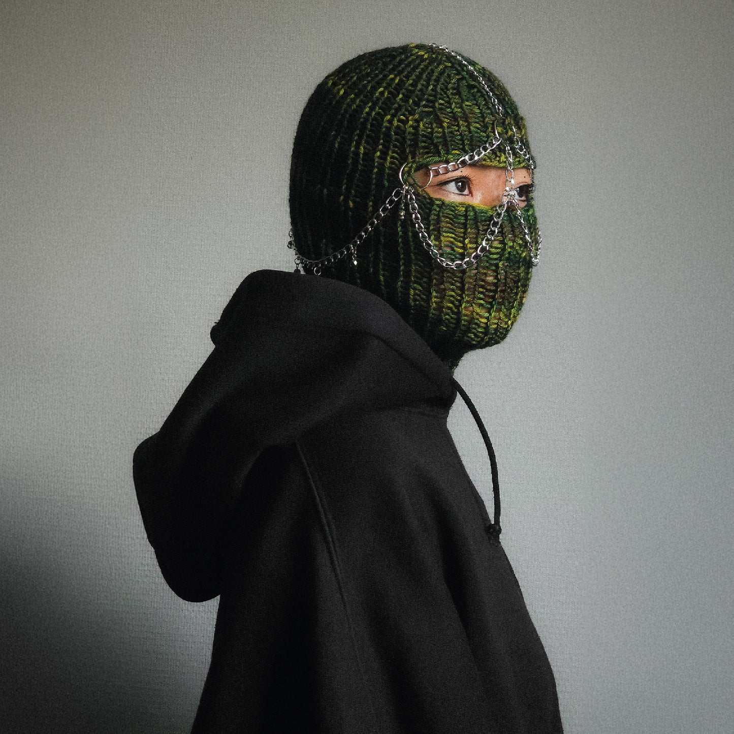 Rebel Sprout green knitted balaclava