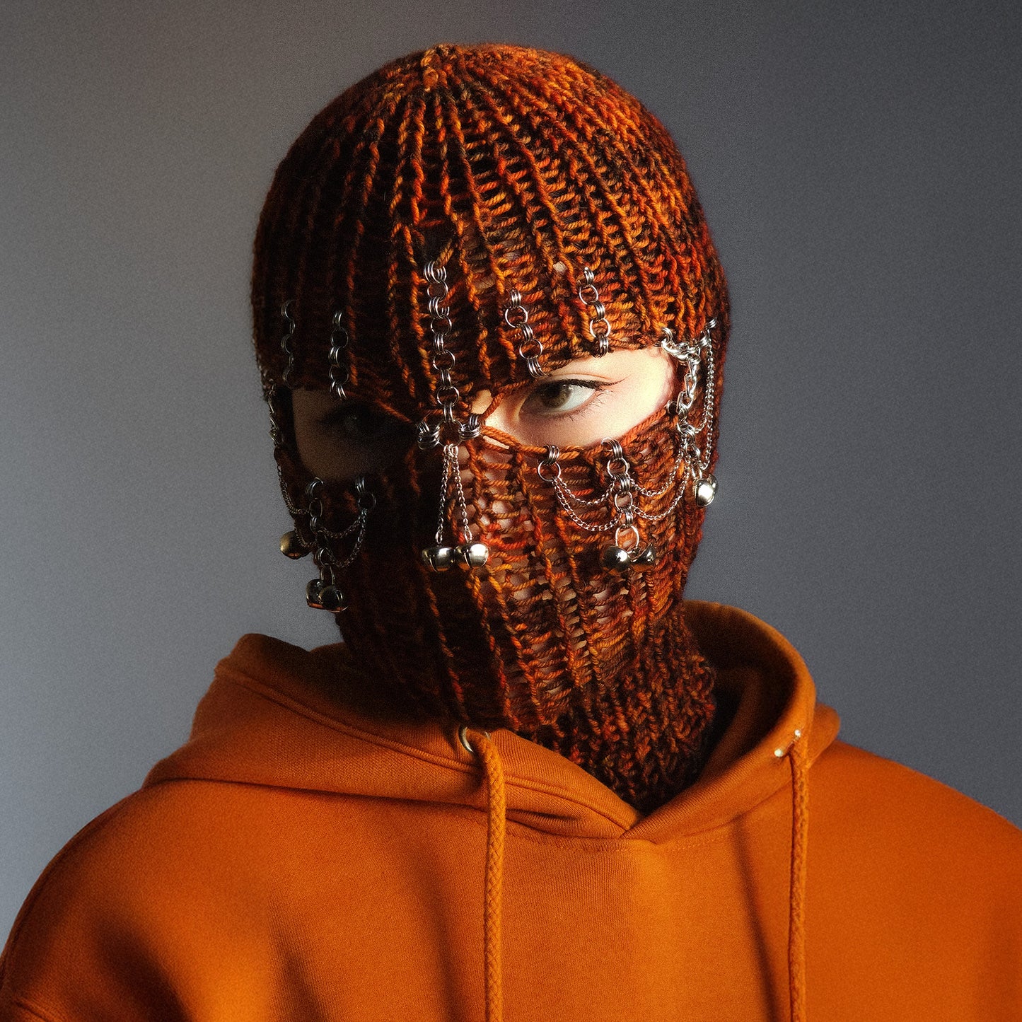 Rings and bells knitted balaclava