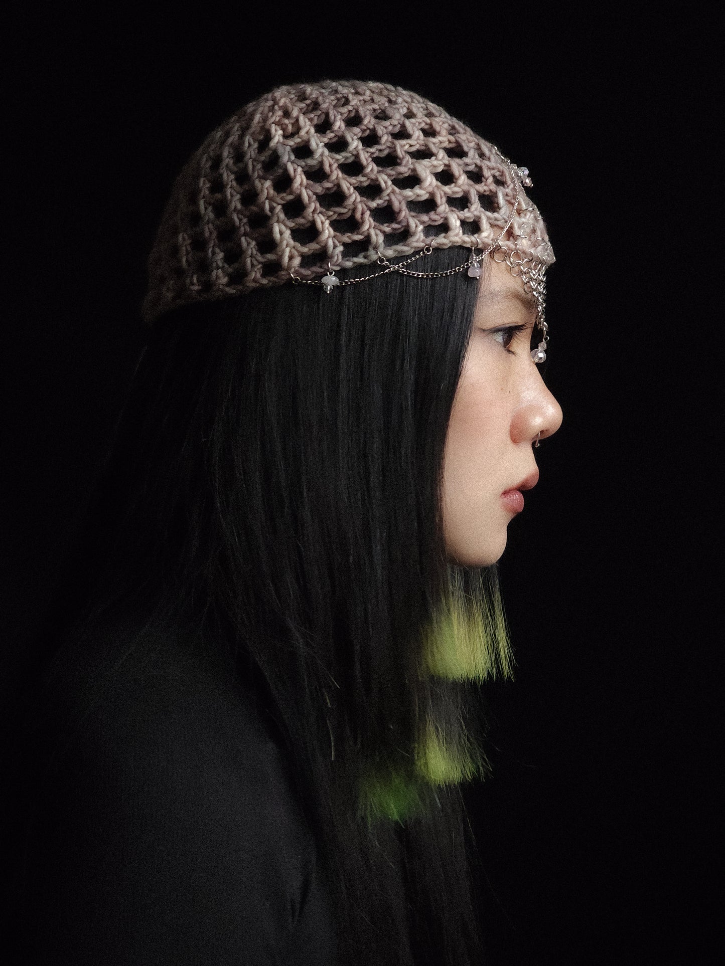 Washed Pink Fishnet Hat