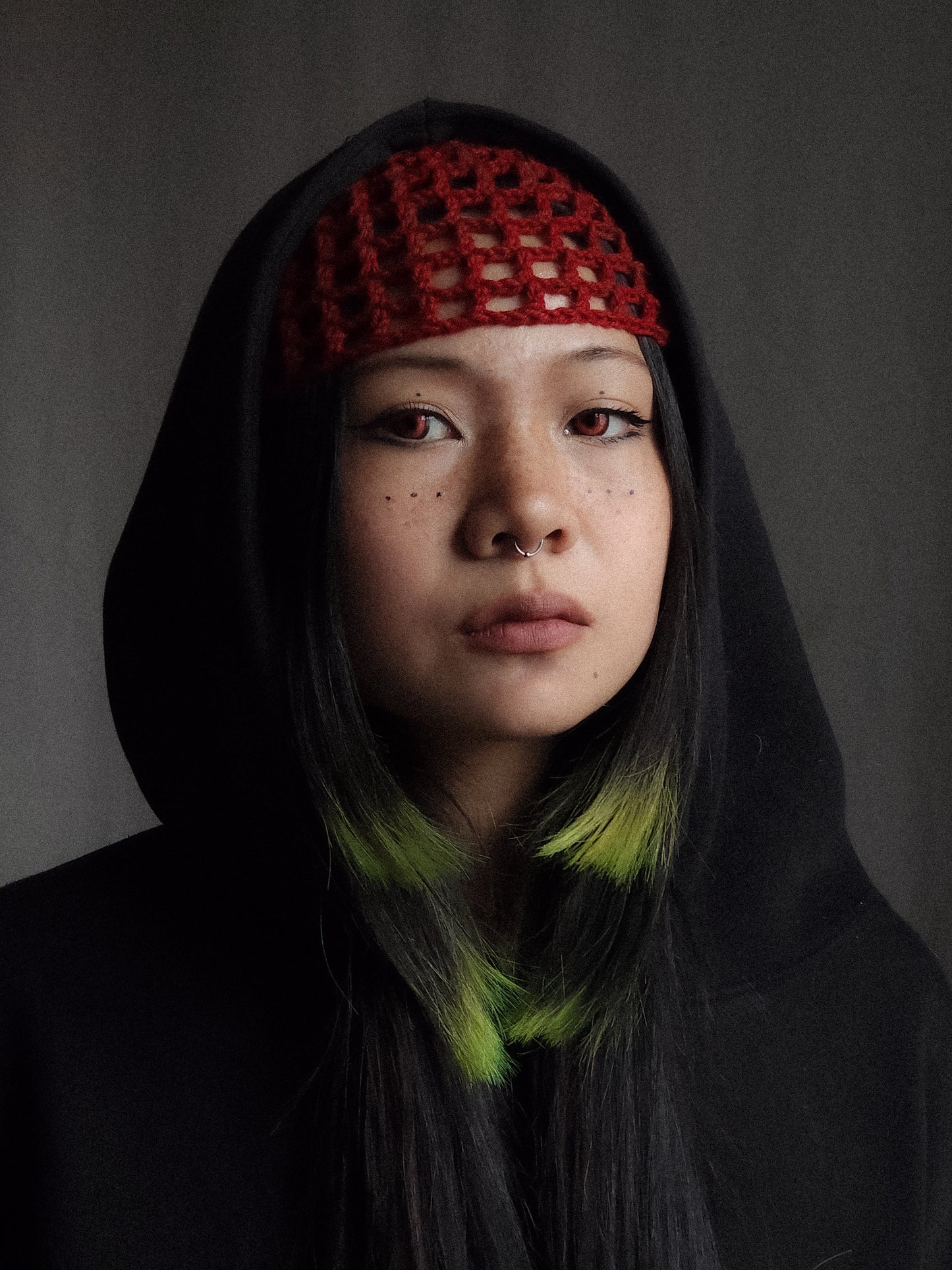 Deep Red Fishnet Hat