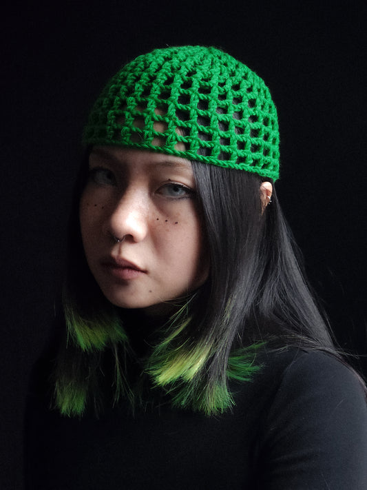 Deep Green Fishnet Hat