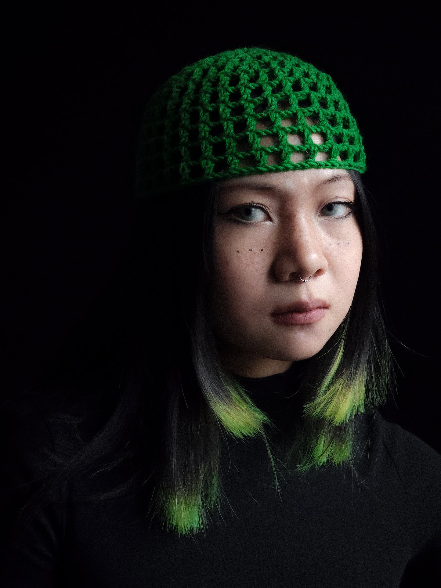 Deep Green Fishnet Hat