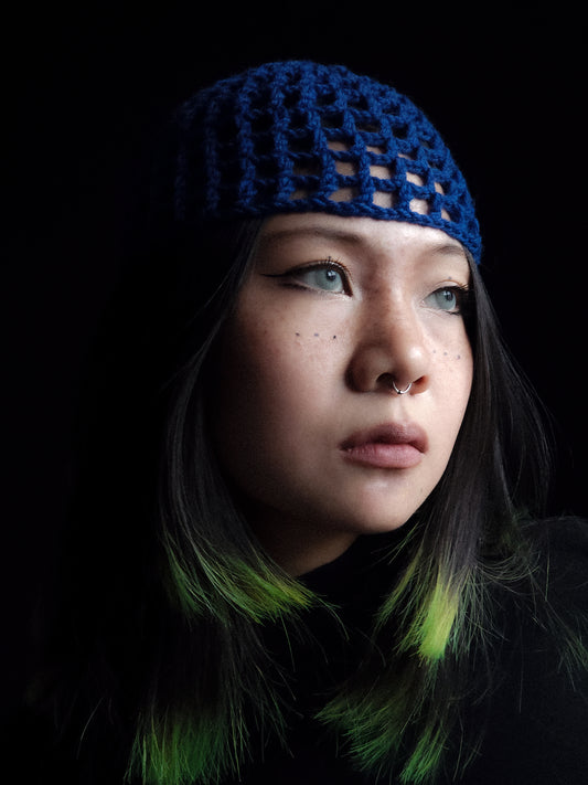 Deep Blue Fishnet Hat