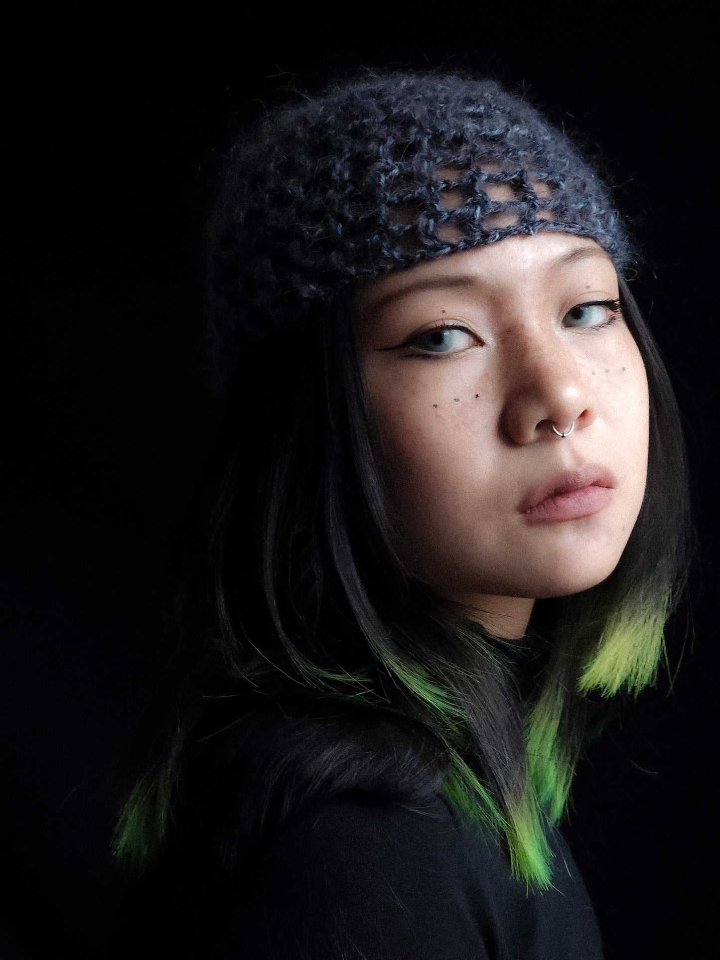 Fluffy Dusk Fishnet Hat