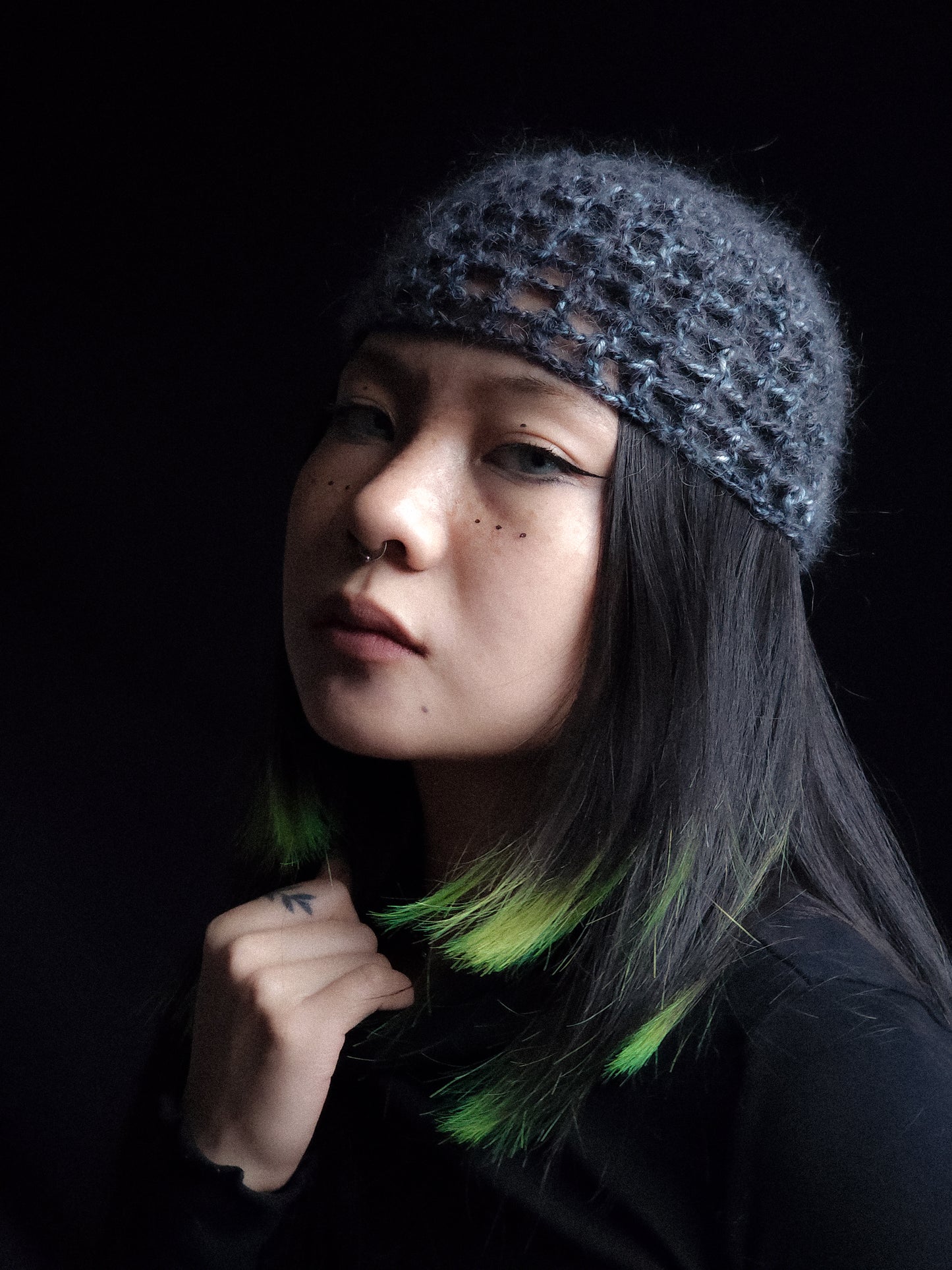 Fluffy Dusk Fishnet Hat