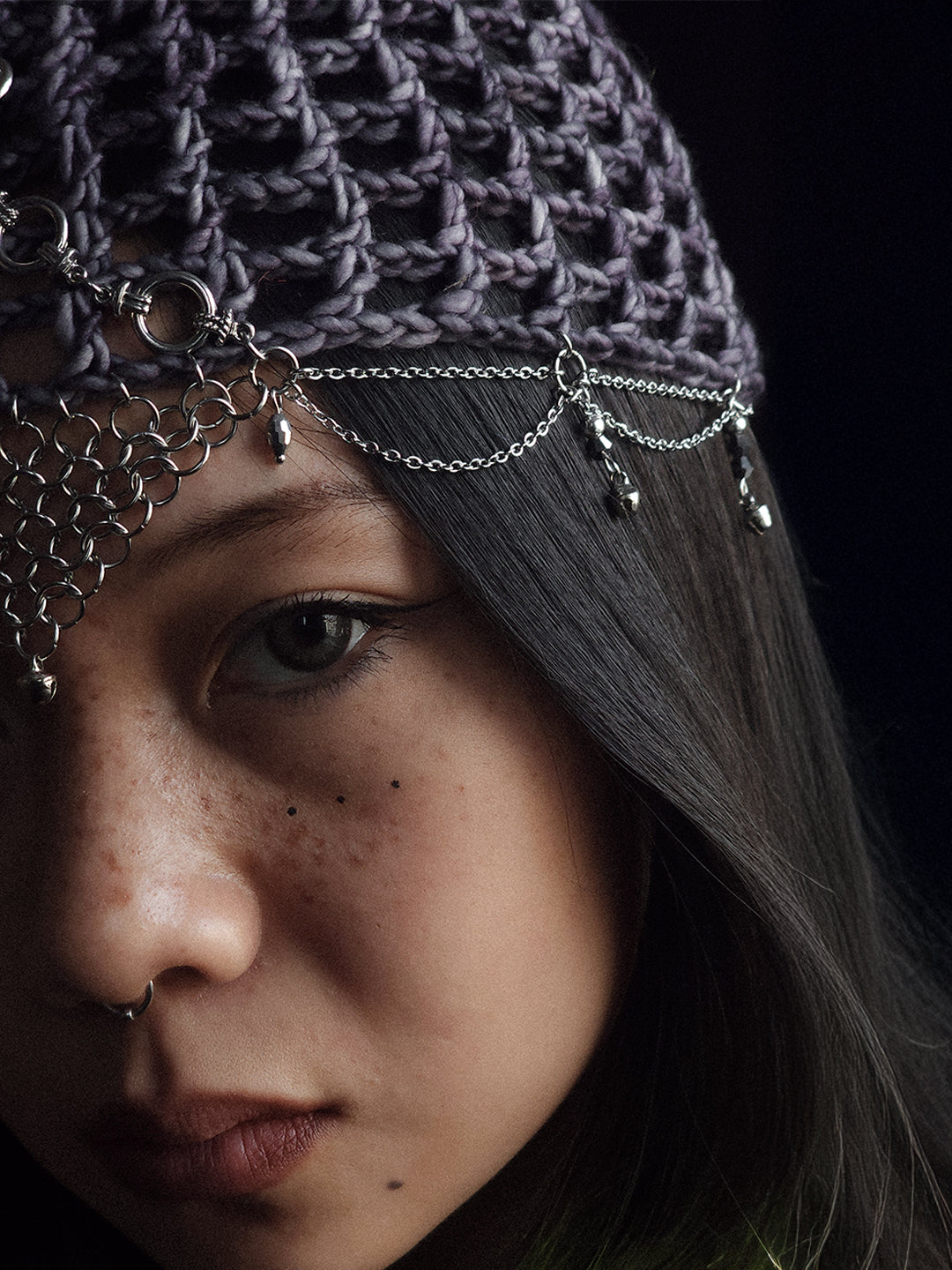 Washed Purple Knight Fishnet Hat