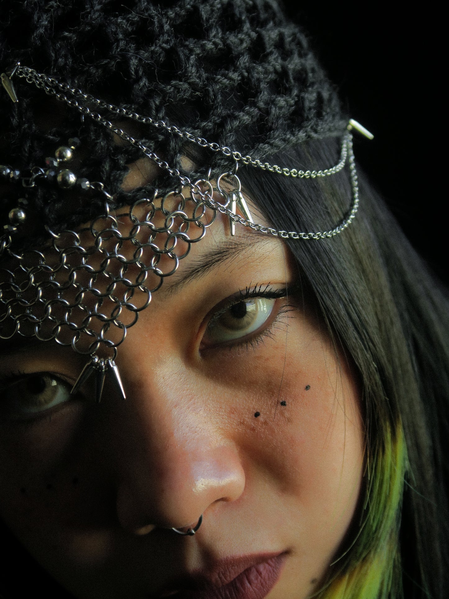 Spiky Grey Fishnet Hat