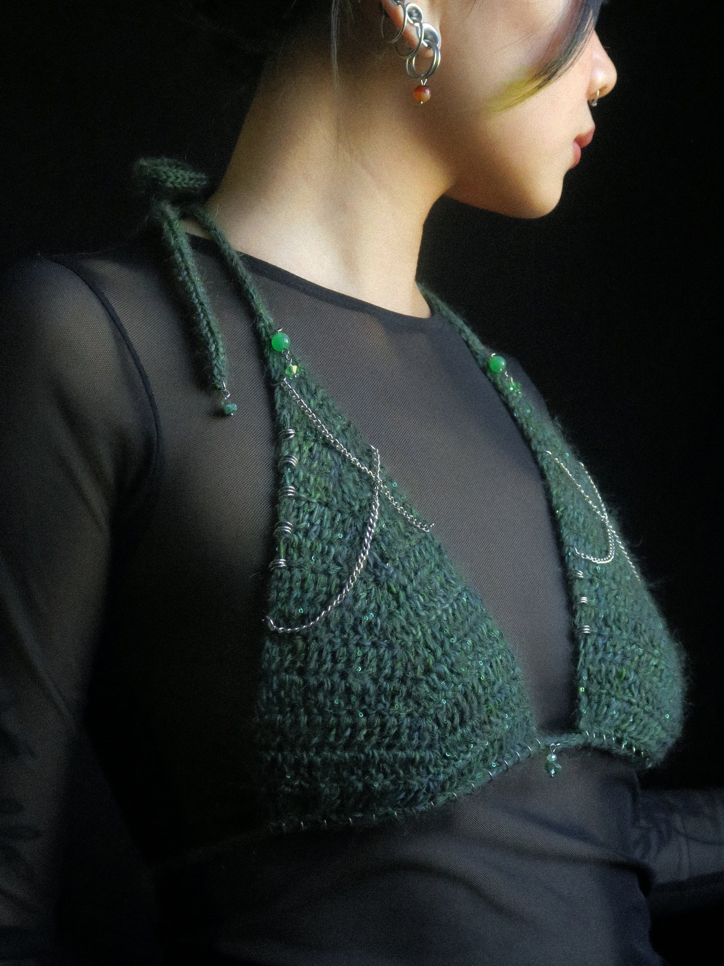 Glittery foliage Triangle Top