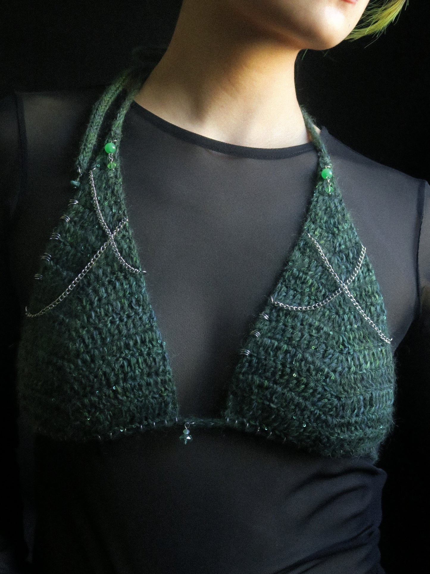 Glittery foliage Triangle Top