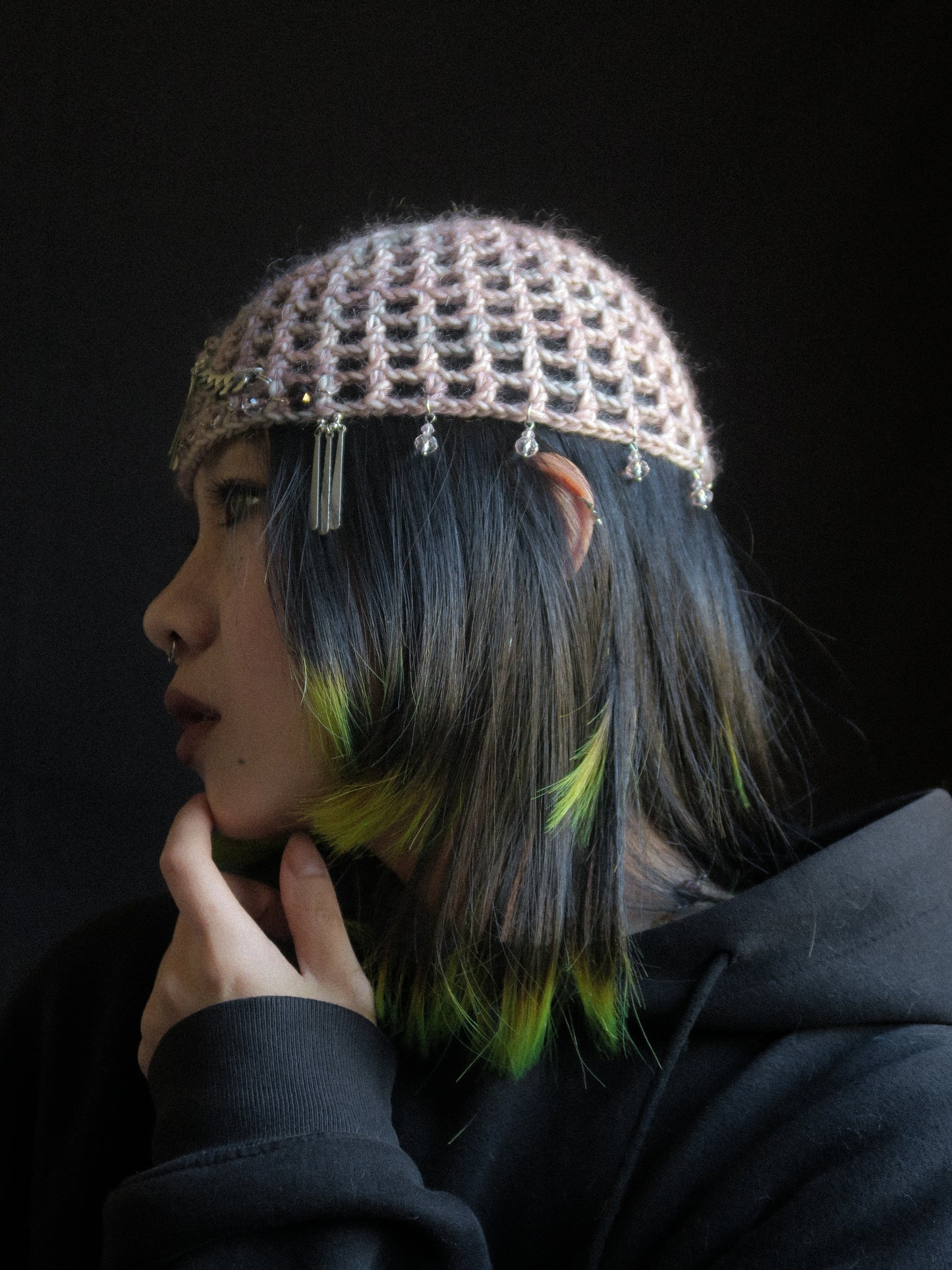 Pink Wistfulness Fishnet Hat