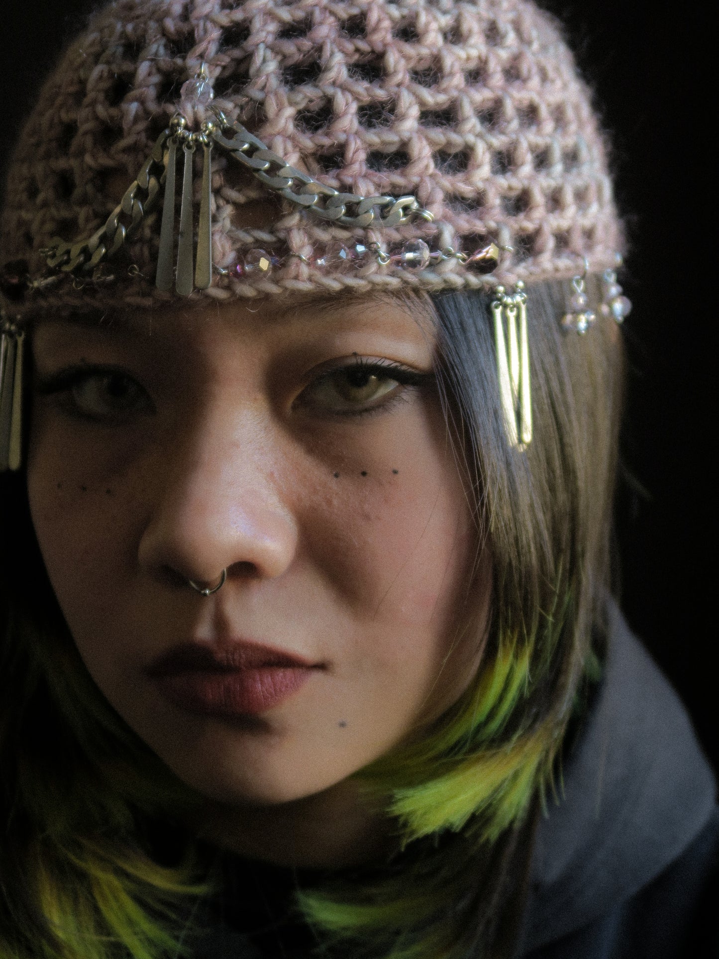 Pink Wistfulness Fishnet Hat