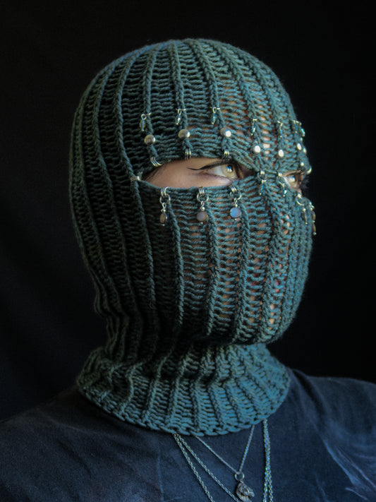Studded Pearlescent Knitted Balaclava
