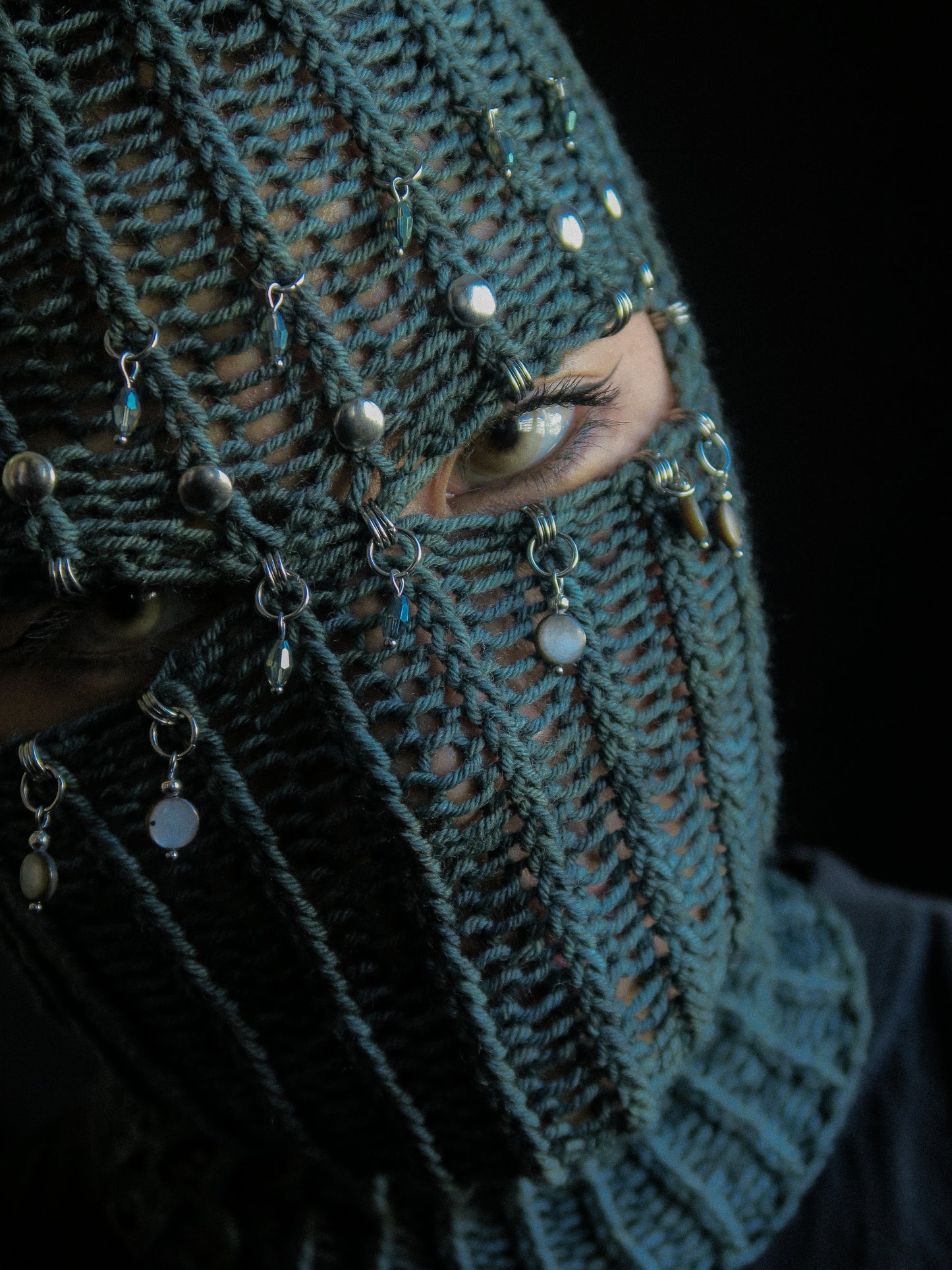 Studded Pearlescent Knitted Balaclava