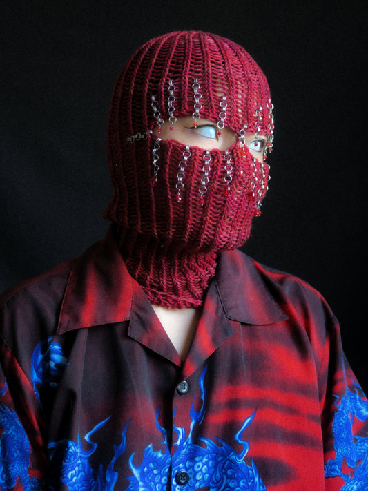 Red Drops Knitted Balaclava