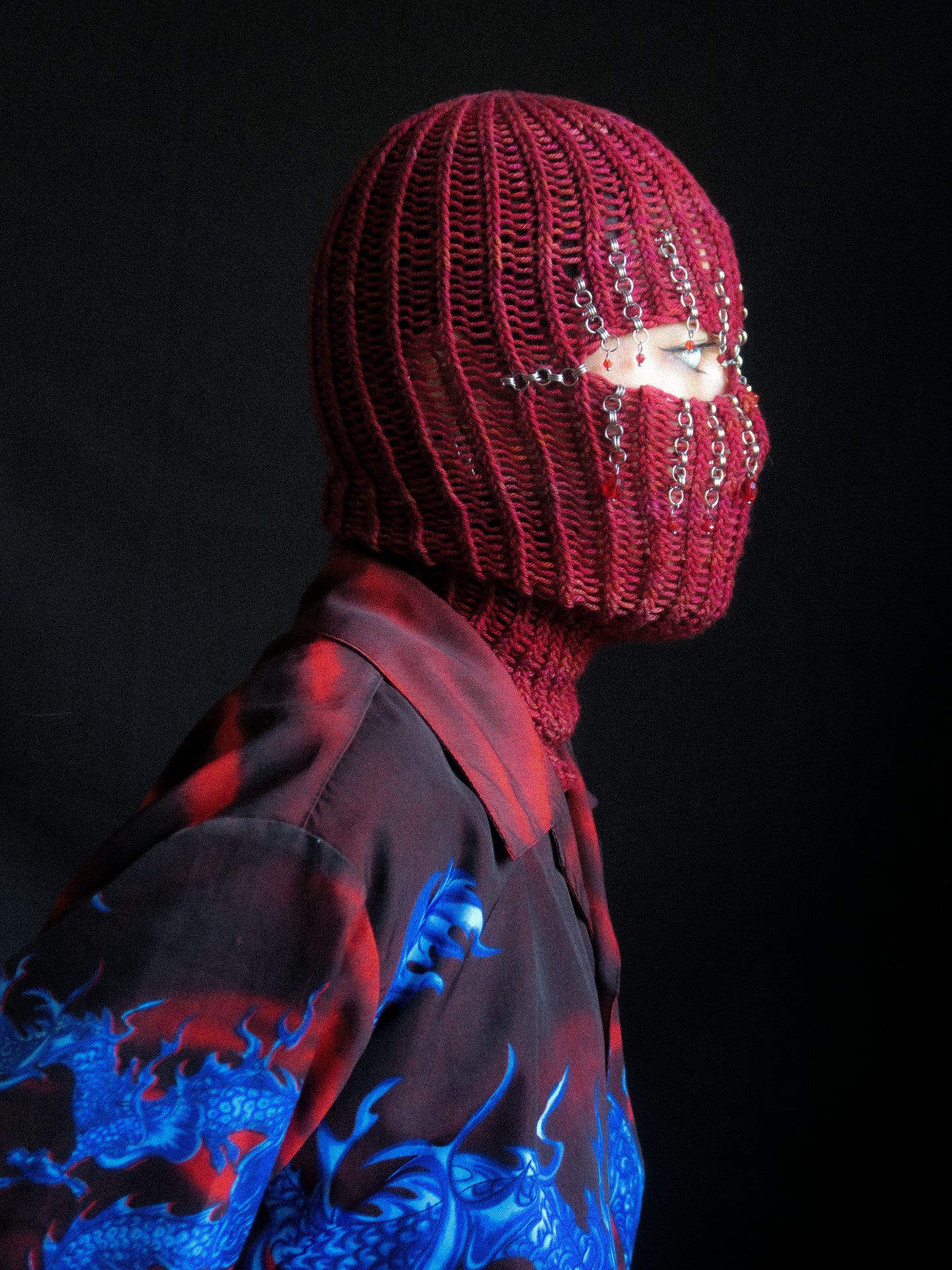 Red Drops Knitted Balaclava