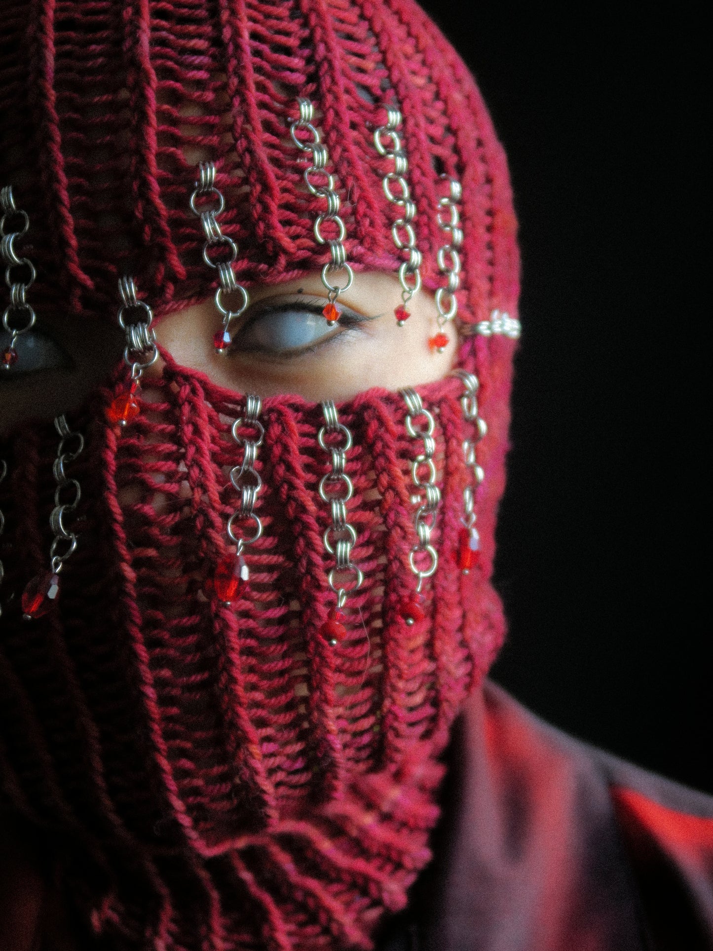 Red Drops Knitted Balaclava