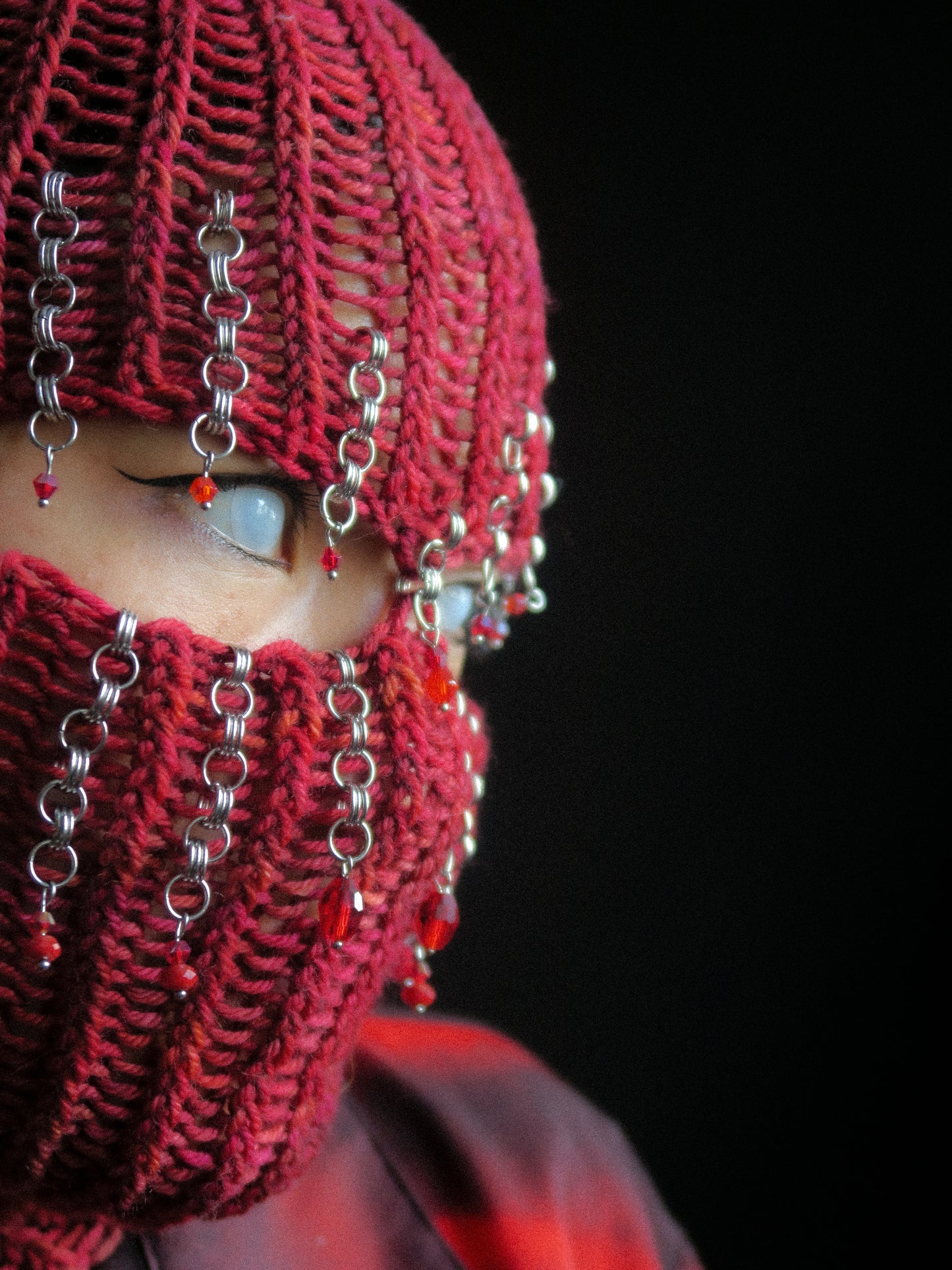Red Drops Knitted Balaclava