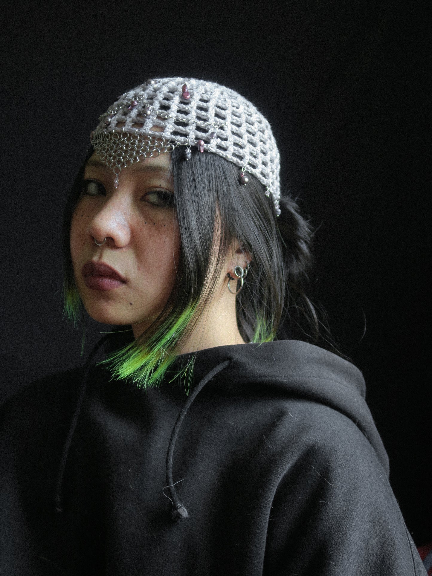 Mother-Of-Pearl Princess Fishnet Hat