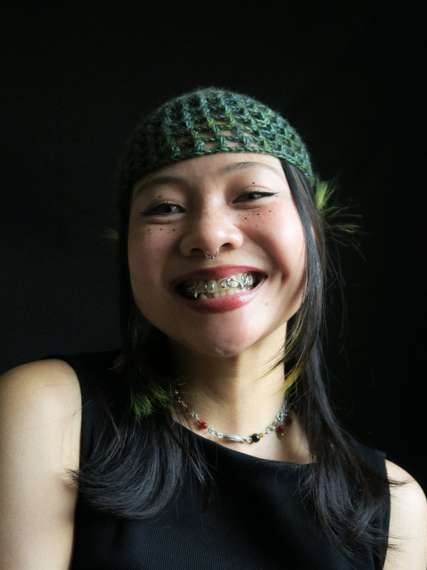 Fluffy Serpentine Fishnet Hat