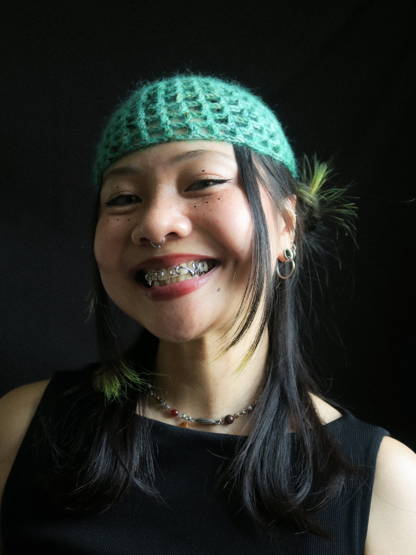 Bright Green Fishnet Hat