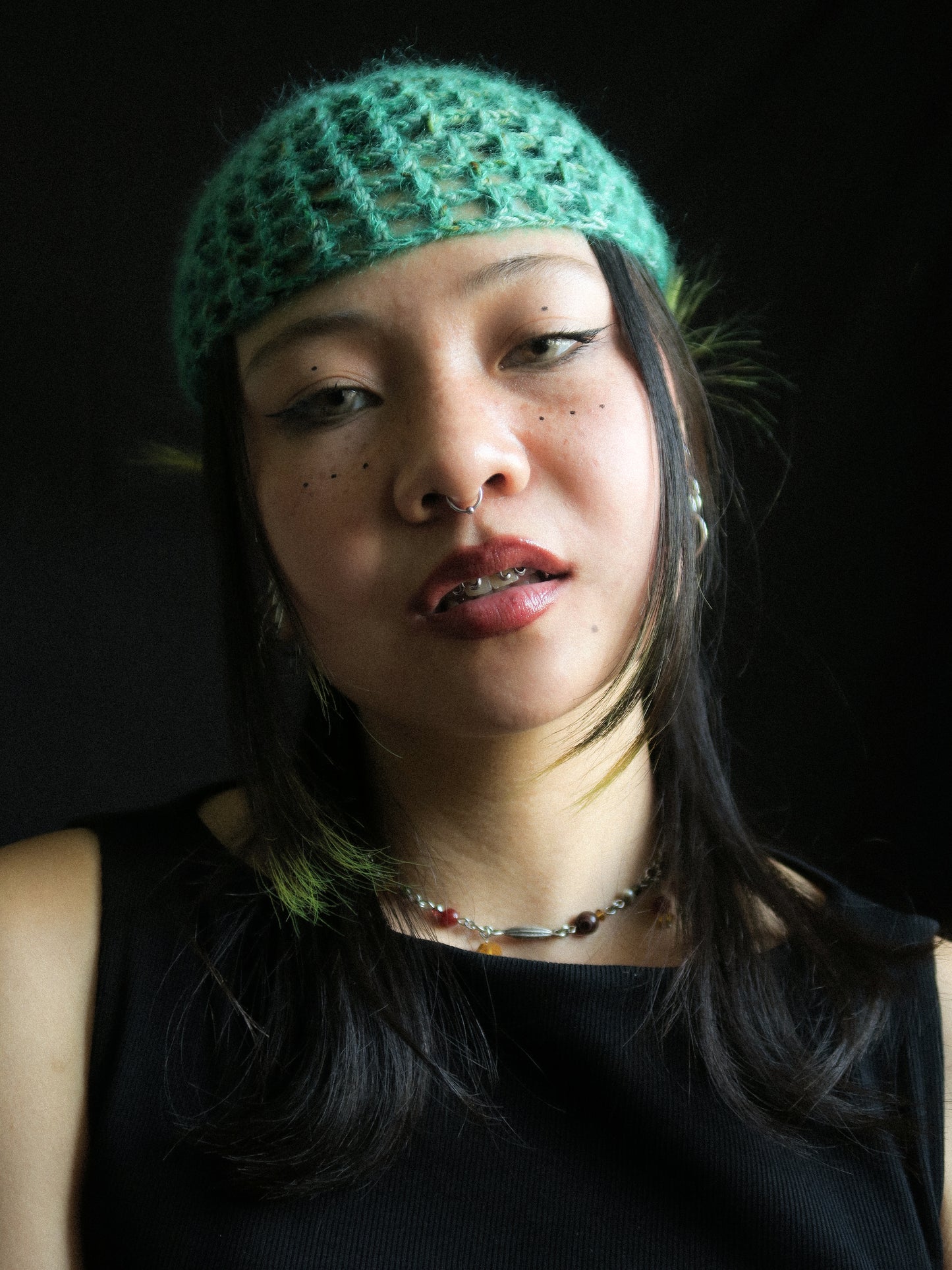 Bright Green Fishnet Hat