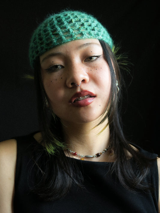 Bright Green Fishnet Hat
