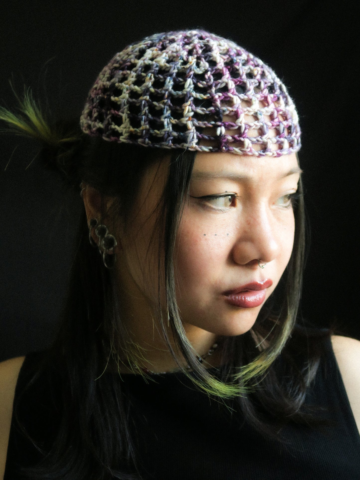 Pansy Flower Fishnet Hat