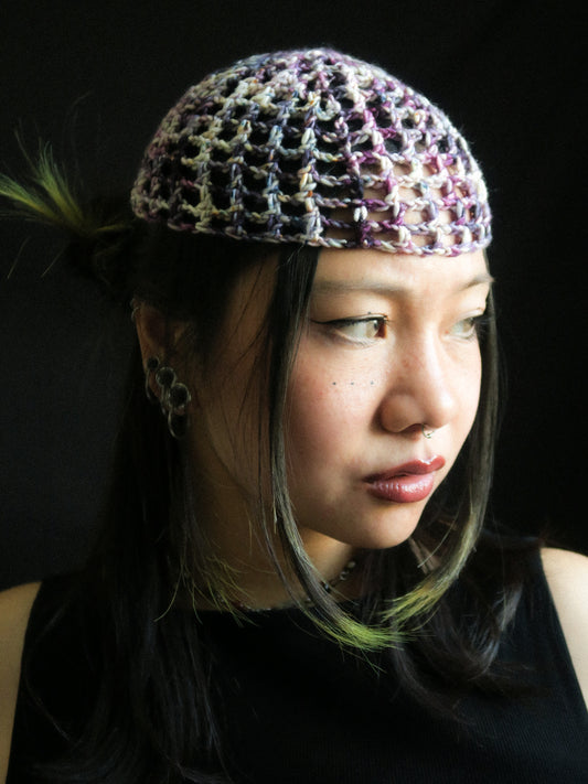 Pansy Flower Fishnet Hat
