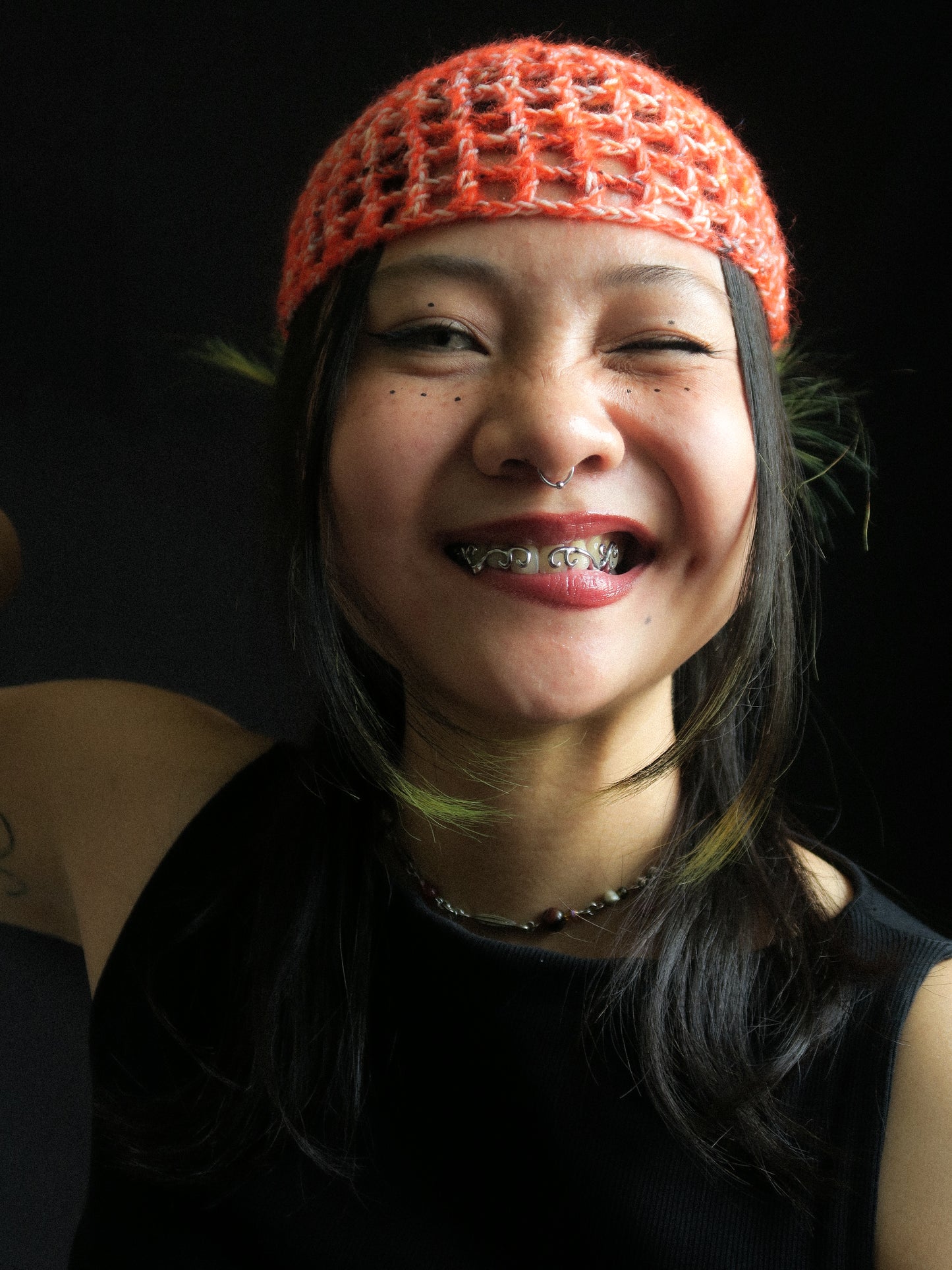 Fluffy Koi Fishnet Hat
