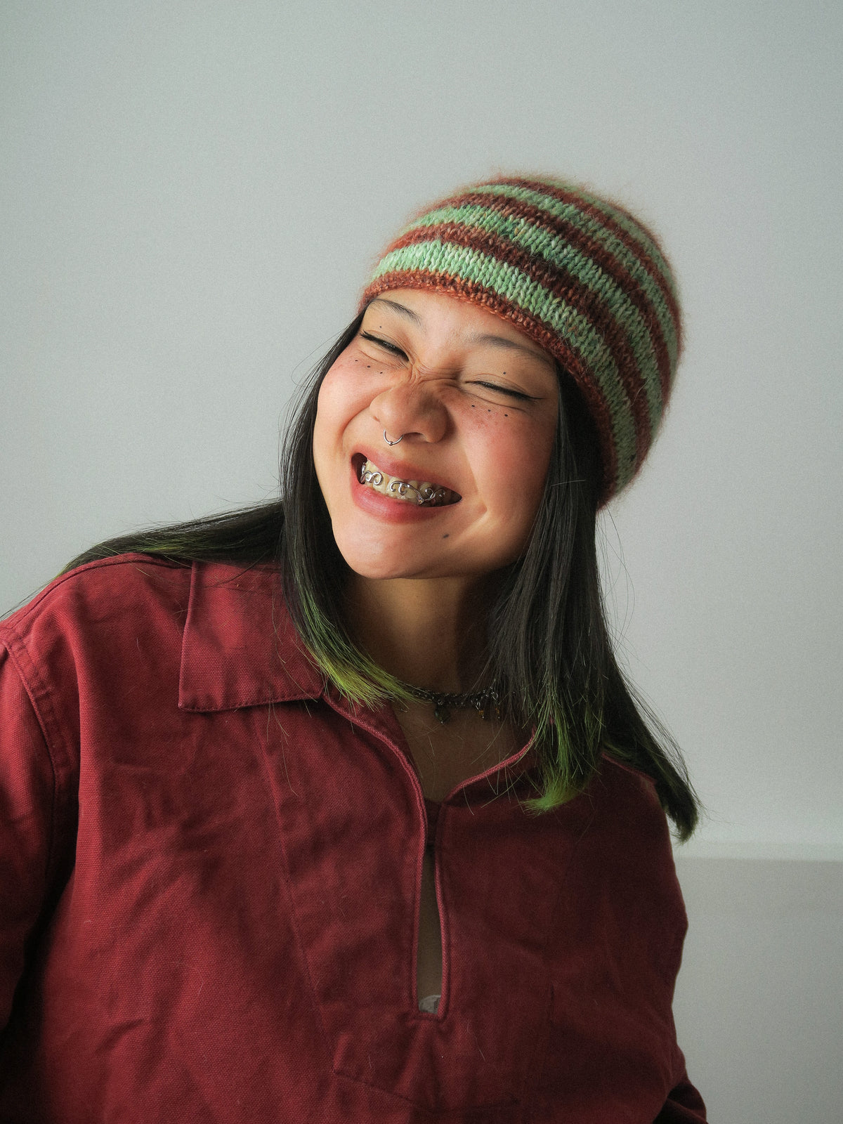 Striped Copper Knitted Beanie