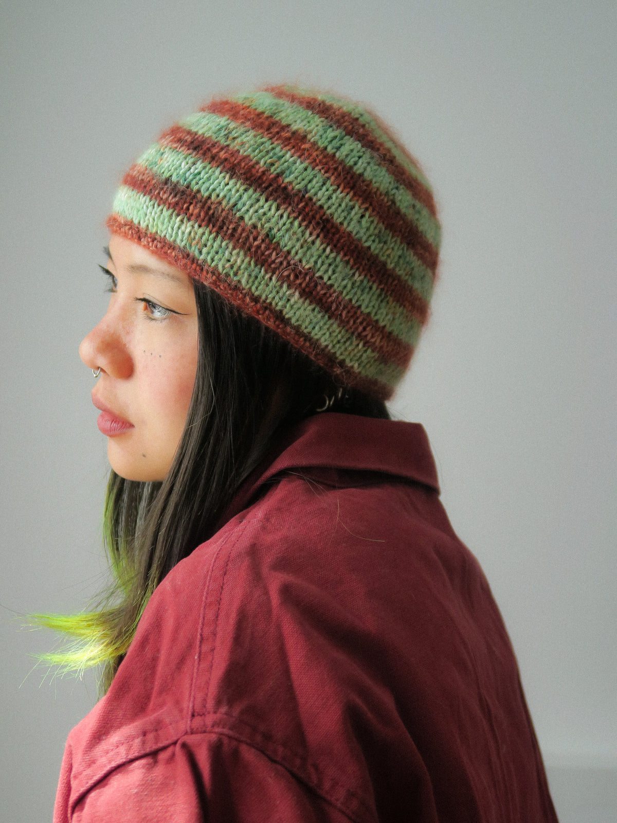 Striped Copper Knitted Beanie