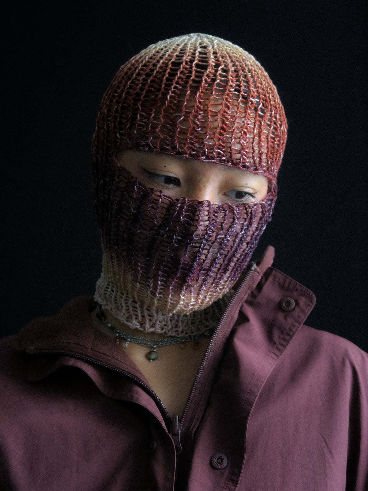 Purple Gradient Knitted Balaclava