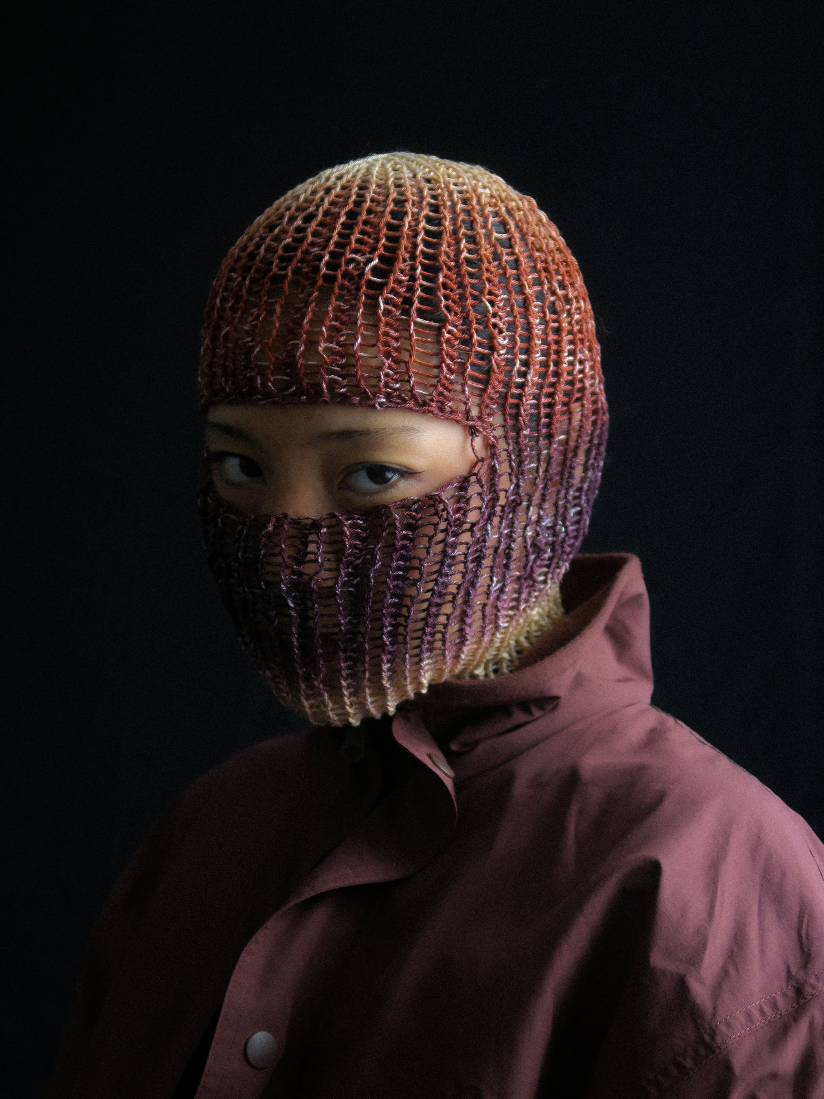 Purple Gradient Knitted Balaclava