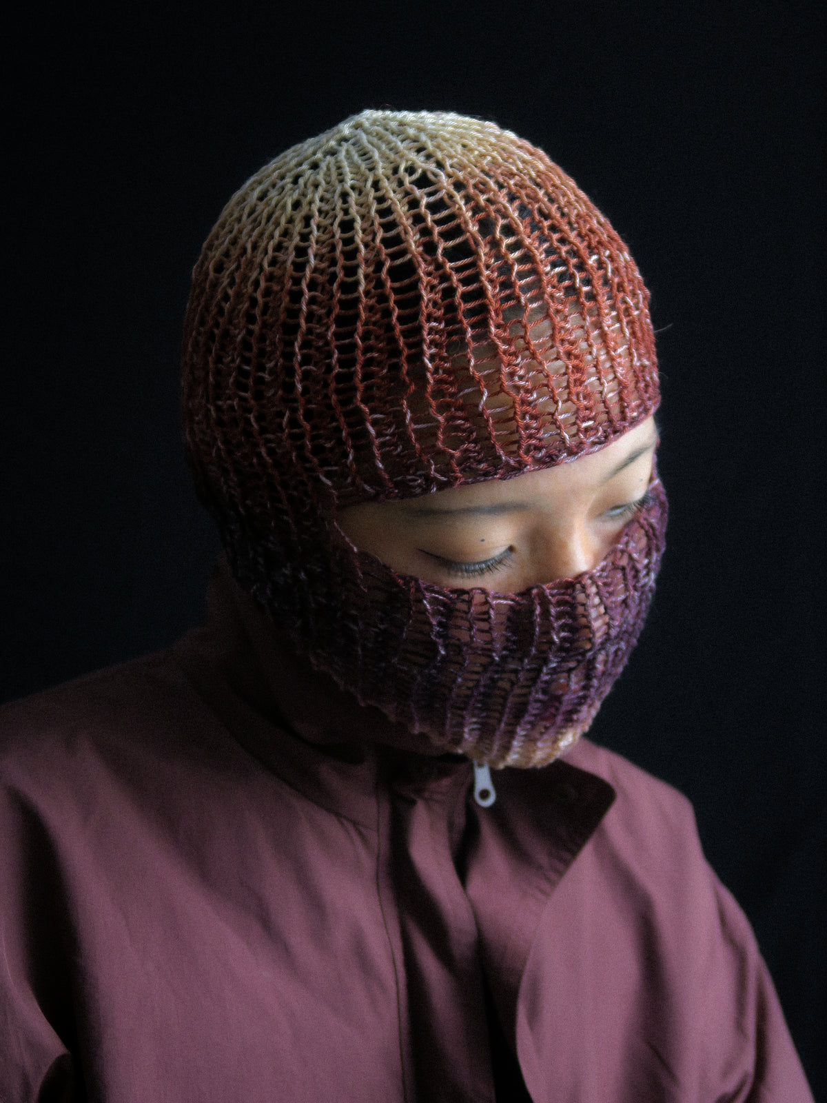 Purple Gradient Knitted Balaclava